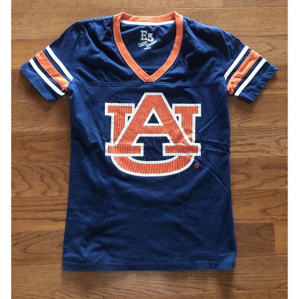 Auburn Tigers Rhinestone Shirt Blue Short Sleeve E5 College Classics Women's Med